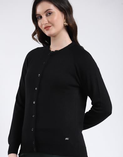 Image of Monte Carlo Women Regular Fit Full Sleeve Solid Round Neck Winter Cardigan (Pack of 1)