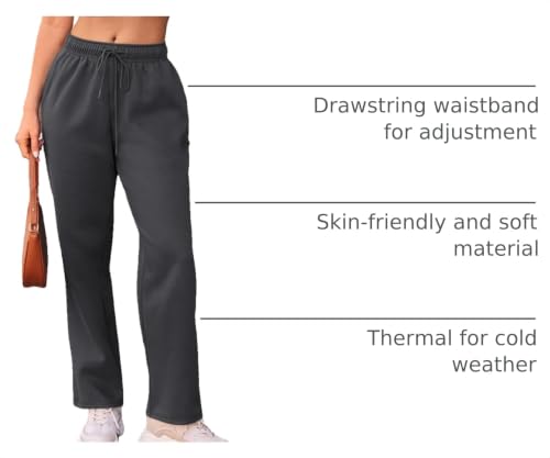 Image of AUTOMET Women's Straight Leg Sweatpants Fleece Lounge Pants | Fall Athletic Joggers with Pockets,Lightweight Soft Sweat Pants, Casual Gym Workout Pants