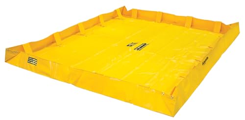Image of Justrite QuickBerm Lite, 8' x 8' x 8 inch Folding Oil Spill Containment Berm, 318 Gallon Spill Capacity, PVC Coated Fabric, Made in The USA, Yellow, 28566