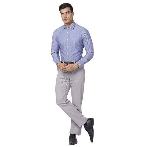 Image of Park Avenue Men's Mid Rise Regular Fit Polyviscose Blend Solid Pattern Flat Front Formal Trouser