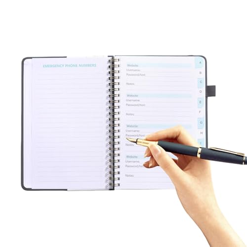 Libro para guardar contraseñas, seguro para Internet, libros de registros, libros de direcciones, organizador de direcciones compacto de fácil acceso para una gestión eficiente