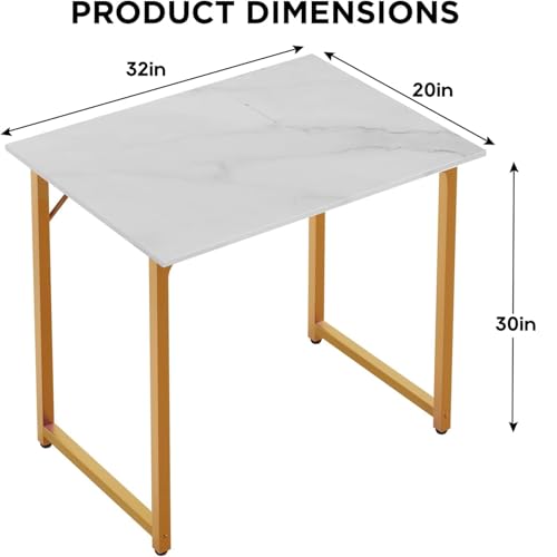 Image of PayLessHere | 32 Inch Computer Desk | White Gold | Sturdy Office Desk