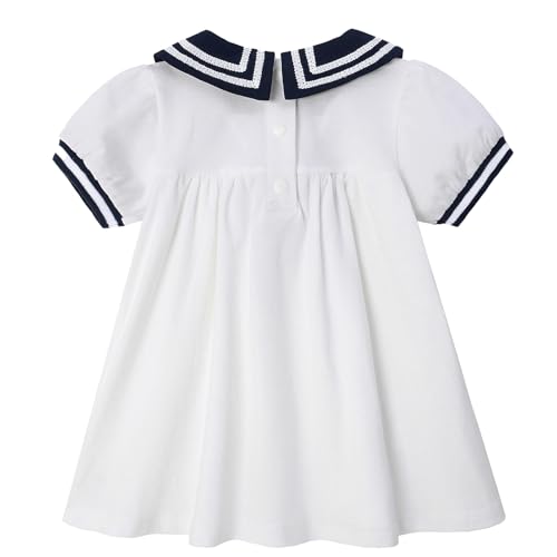 famuka Baby Girl Sailor Dress Short Sleeve Nautical Playwear Dress3