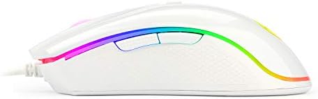 Redragon M711 PC Gaming Mice, Wired Mouse, 7 Programmable Buttons, Customizable RGB Lighting Mouse, 10,000 DPI, Ergonomic Mouse, Lightweight Mice, for Laptop, Desktop, PC (White)