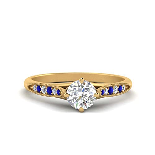 Image of Choose Your Gemstone Compass Point Ring Yellow Gold Plated Round Shape Vintage Engagement Rings Ornaments for Wife Symbol of Love Clarity Comfortable US Size 4 to 12
