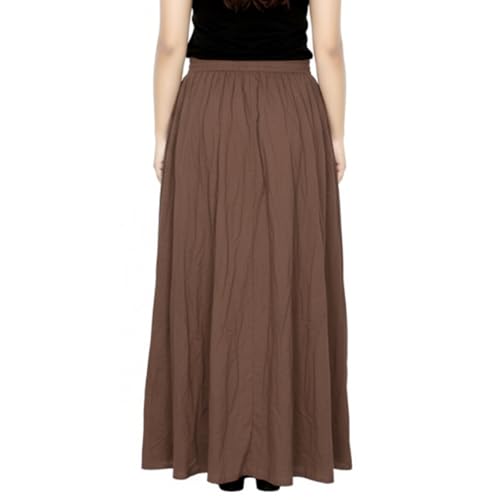 Image of Sttoffa Women Solid Color Maxi Plain Cotton Full Length White Skirt 40 inch Long Cotton Long Skirt