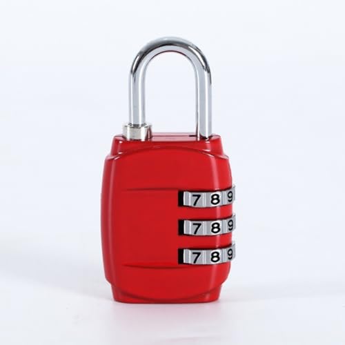 Generic 3-Digit Combination Padlock Secure Travel Lock for Gym Lockers, Cabinets, Luggage & Backpacks - Red