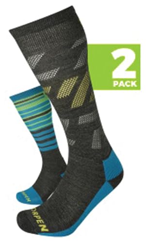 Men's T1 Ski Mid Eco Sock, Great for Skiing, Eco-Friendly & Sustainable, Medium Thickness, Cushioned Sole, 2 Pack3