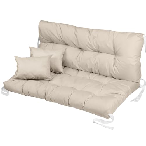 Ferocity Cojín de Banco para Silla de jardín, Impermeable, 120x80x50 cm, para Muebles de palé, Exteriores, Tumbona, cojín de Banco con Respaldo para Muebles de jardín, Beige [133]