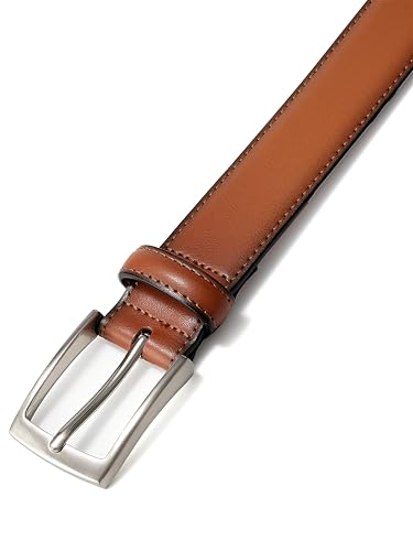 Image of MILORDE Men's Genuine Leather Dress Belt, Handmade, 100% Cow Leather, Fashion & Classic Designs for Work Business and Casual
