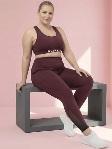 Image of BLINKIN Plus Size Gym Pants for Women's Workout - The Ultimate Yoga Pants | Workout Lowers | Mesh Leggings |Gym Track Pants for Women (PLUSS-2012)