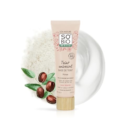 LÉA NATURE SO BiO étic| Base de Teint certifié Bio – Teint Universel | Hydrate & Matifie le teint | Prolonge la tenue du maquillage | Texture crémeuse | Poudre de riz | Vegan | Made in France | 30 ml