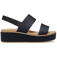 Crocs Women's Brooklyn Low Wedge Sandal, Black/Cashew, US W9
