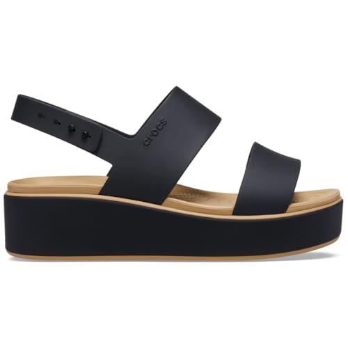 Crocs Womens Brooklyn Low Wedge, Black/Cashew1, 7 Medium