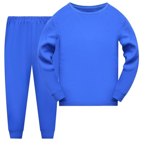 Cotton Solid 2 Piece 𝐏ajamas Sets for Kids Baby Boys Girls Long Sleeve Sl𝐞ep Shirts and Elastic Waist 6-9 Month Sl𝐞epers