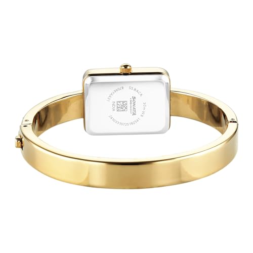 Image of Sonata Aura 2.0 Quartz White Dial Gold Stainless Steel Strap Analog Watch for Women - 87096YM01W