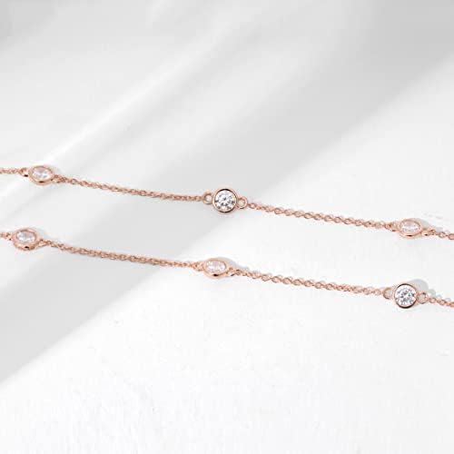 Amazon Collection Platinum or Gold Plated Sterling Silver Station Necklace made with Infinite Elements Zirconia