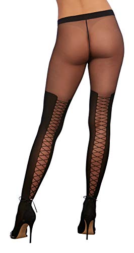Dreamgirl Womens Sheer Nude Pantyhose With Black Opaque Lace-Up Boot Design Hosiery, Black, One Size-X-Large Us #TOP1
