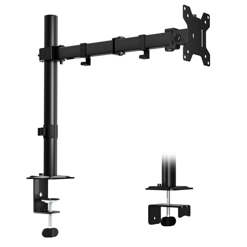 Image of ERGOMAKER Fully Adjustable Single Monitor Arm for Screen up 13 inch to 27 inch | Monitor Mount with Steel Frame Supports Up To 10KG; Two mounting options and Adjustable Tilt /Rotation For Optimal Viewing