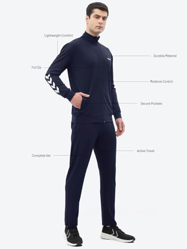 Image of hummel Promo Men's All weather Regular Fit Track Suit with Zipper and Pockets Comfortable Breathable Stretchable Soft Fabric For Everyday Use Ideal for Gym Training or Running Loungwear