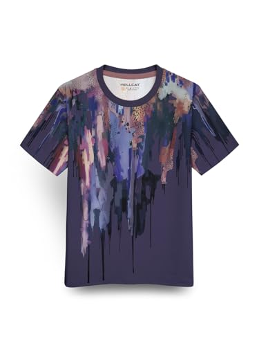 Image of HELLCAT Trendy Front & Back Graphic Printed Cotton Blend Half Sleeve Premium Round Neck Tshirt for Boys