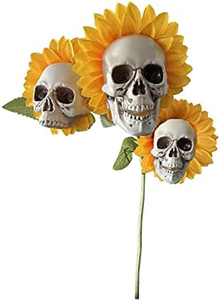YESJmn Fake Flowers Halloween Horror Decoration Skull Sunflower Garden Yard Ornament (Color : Skull Sunflower 3)