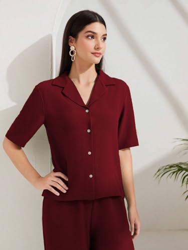 Image of TOPLOT Women's Co-ord Set | Short Sleeve Top & Bottom | Stylish Matching Set | Comfortable Fit Wear | Trendy Look Styling | Easy Movement | Perfect for Casual (5232)