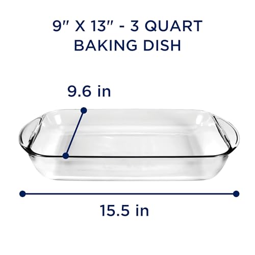 image for Generic 3 Quart Glass Baking Dish, 9x13 Inch Rectangular Oven Pan for 
