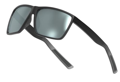 SIPLION Polarisiert Sonnenbrille Herren zum Fahren: UV400 Schutz Leichte Rechteckige TR90 Rahmen Klassisch Quadratisch für Reisen & Wandern XQ619 C3