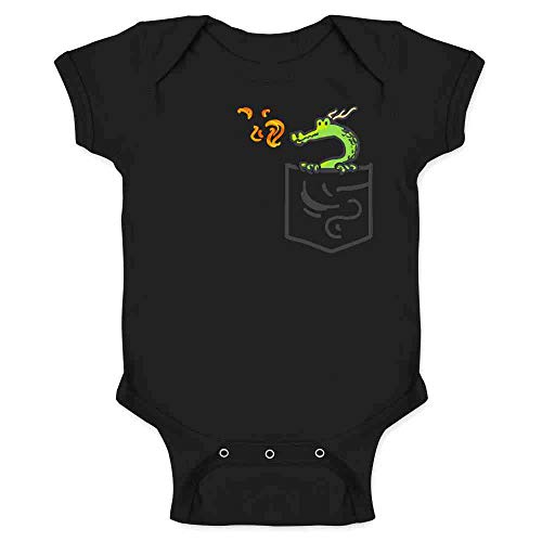 Image of Pop Threads Pocket Pets Dragon Fantasy Cute Faux Pocket Infant Baby Boy Girl Bodysuit