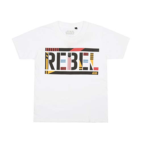 Star Wars Rebel Text T-Shirt, Bianca, 12-14 Anni