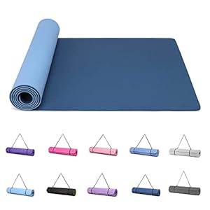 Good Nite Yoga Mat Gymnastics Pilates Exercise Mat for Women Non-Slip Thick 6mm with Carry Strap Tpe 183 x 61 x 0.6cm