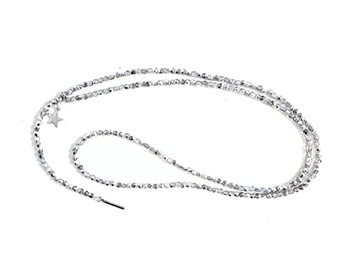Y-Kette lange Halskette Damen funkelnde 4mm Glasperlen in silber mit...