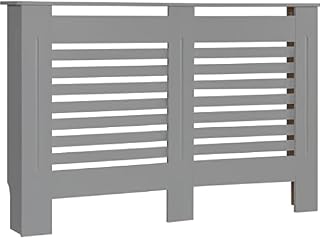 LAVIEVERT Radiator Cover MDF Gray Modern Cabinet Top Shelving Home Office Slatted Design Vertical Vents for Office Hallway Living Room Bedroom (Medium Grey)