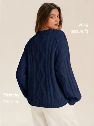 Image of Trendy Queen Women's Oversized Cable Knit Sweaters 2026 Fall Outfits | Quiet Luxury Style, Chunky Knit Texture, Winter Holiday Outfit, Easy Layering Piece, Fall Fashion Staple