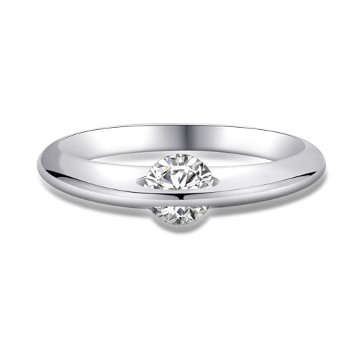 YSDD Single 0.5 Carat Moissanite Eternity Ring for Women, 925 Sterling Silver Planet Element Wedding Band, Interstellar Moissanite Rotatable Ladies Ring (5)