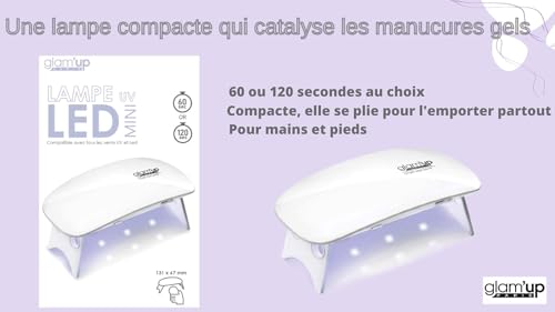 Glam’Up Paris – Mini-UV-Lampe für Nägel, Gel, 6 W, LED-Lampe für alle Gel-Nagellacke, tragbar und leicht, mit USB-Kabel – 2 Timer 60s/120 Sekunden – für semi-permanente Maniküre