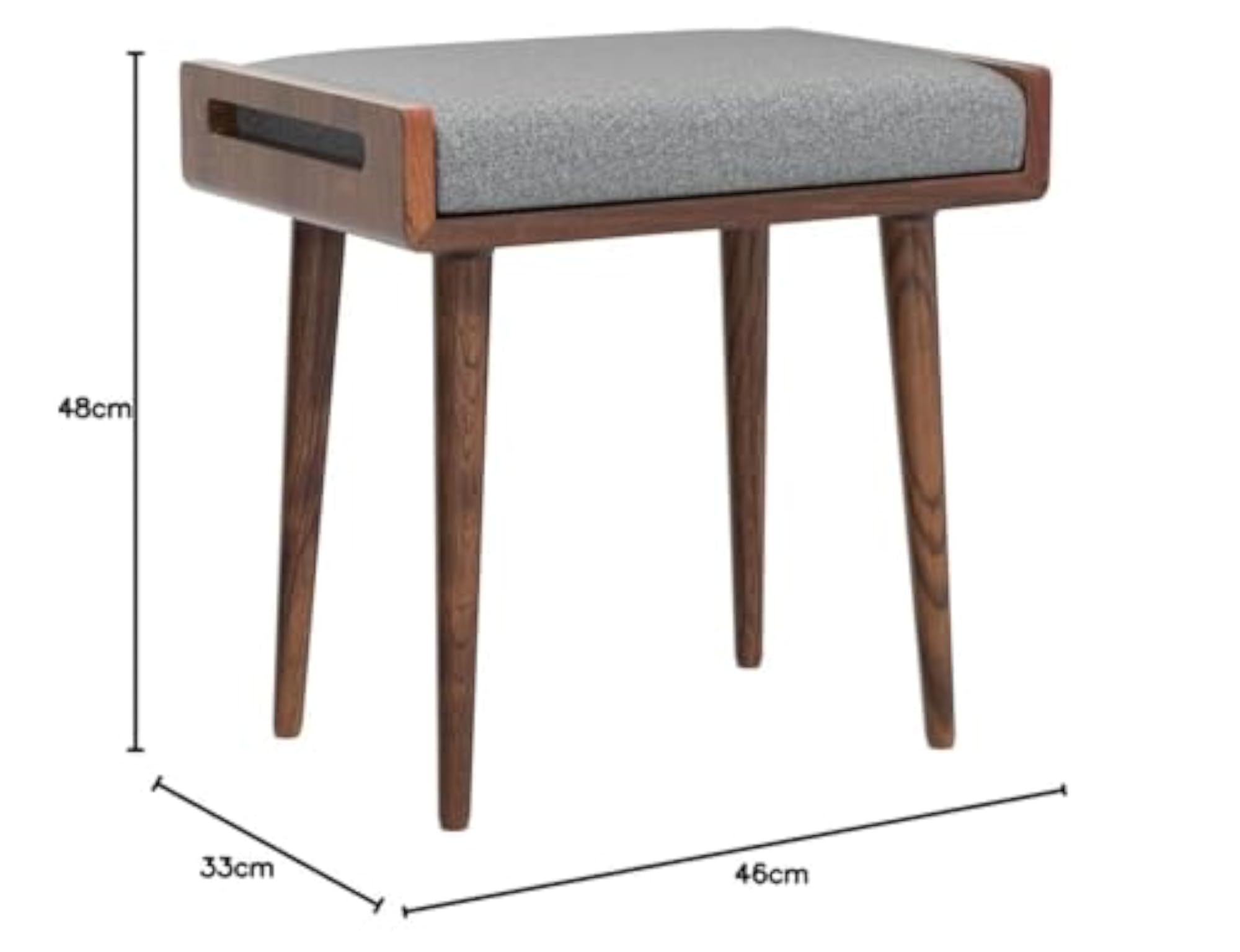 Solid Wood Upholstered Stool for Living Room