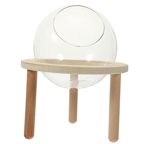 POPETPOP Hamster Bathroom Hamster Sand Bath Container Bath House Sandbox Toilet Bathtub with Wooden Holder Transparent Glass Toilet for Small Animals Pet