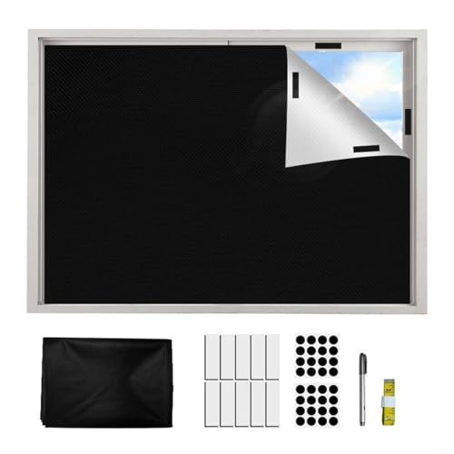EffiFish Estor enrollable opaco de 145 x 200 cm, tela de poliéster que bloquea la luz con protección UV, se puede cortar para dormitorio (A)