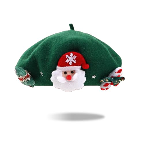 TAGVO Weihnachtsbaskenmütze Erwachsene Weihnachtsmütze Barett...