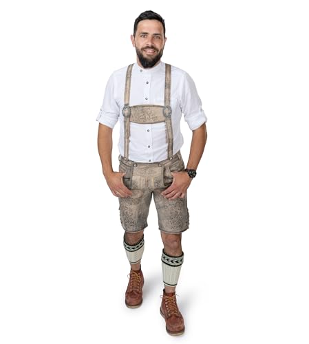 Schöneberger Trachten Couture Lederhosen Oktoberfest Men, Genuine Leather - Authentic German Bavarian Antique Leather Pants4