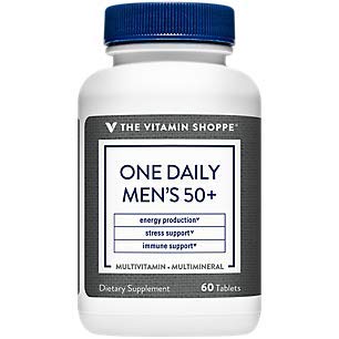 The Vitamin Shoppe One Daily Men's 50+ Multivitamin, 2,000IU Vitamin D3 Multimineral, Antioxidant Supplement That Supports Energy Production, Vision and Immune Health (60 Tablets)
