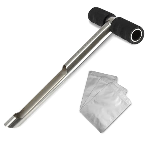 Sleek Space Bodensonde mit kleinen Bodenprobenbeuteln. 30,5 cm-Bodenprobensondenstab. Zum Patent angemeldetes Bodensondendesign für saubere Schichten bei der Bodenprobenentnahme