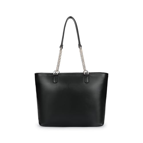 Image of Fastrack Quilted Tote Bag for Women | Faux Leather Shoulder Bag with Dual Chain Handles, Zip Closure & Organiser Pockets | Elegant Everyday Tote for College, Brunch & Casual Outings