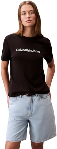 Calvin Klein Donna T-Shirt Maniche Corte Logo Classic Regular Fit, Nero (Black), XXL