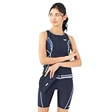 [フィラ] フィットネス水着 ジップタンキニ上下+キャップ セット 3120645 ネイビー×ボーダー 11 号