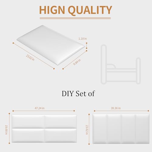 Image of Headboards Wall Panel for Twin, Self-Adhesive 3D Wall Panels, Upholstered Wall Panel for Bedroom /Living Room (4 Pieces 9.84 in x 23.6 in)