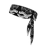 OXJOIIS Boys Girls Sports Sweat Band, Multipurpose Long Head Ribbon for Sports Workout Spa, Fashion White Piano Keys With Musical Notes Black Headdress Hand Decor