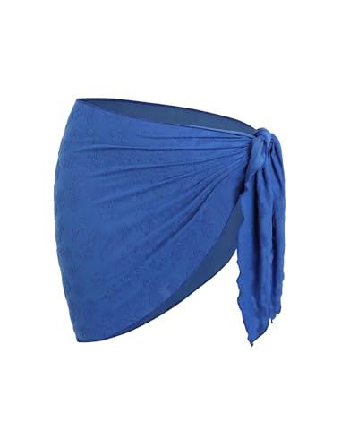 Image of ZAFUL Sarong Coverups for Women Beach Vacation Fishnet See Thru Tie Side Bathing Suit Cover Up Mini Skirt